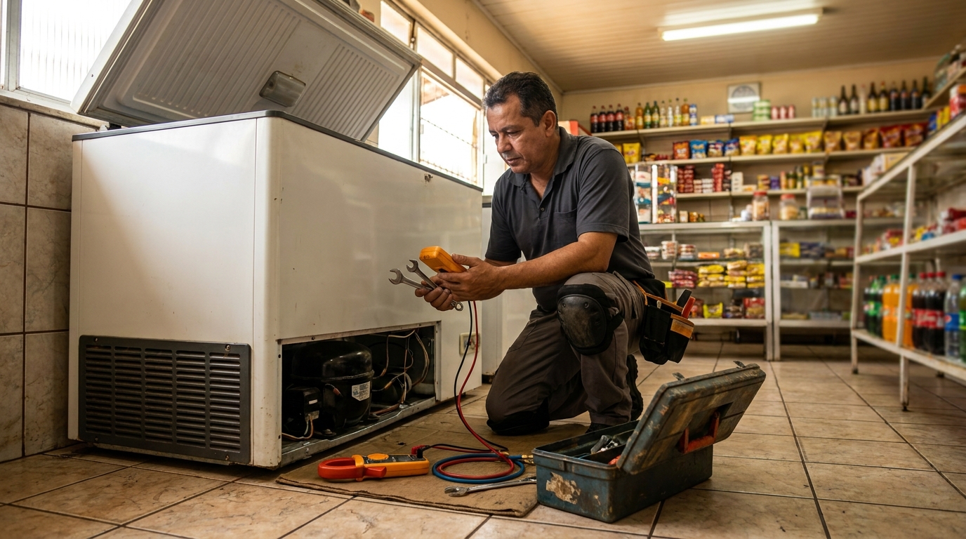 Técnico de conserto de freezer em residência em Canoas‑RS
